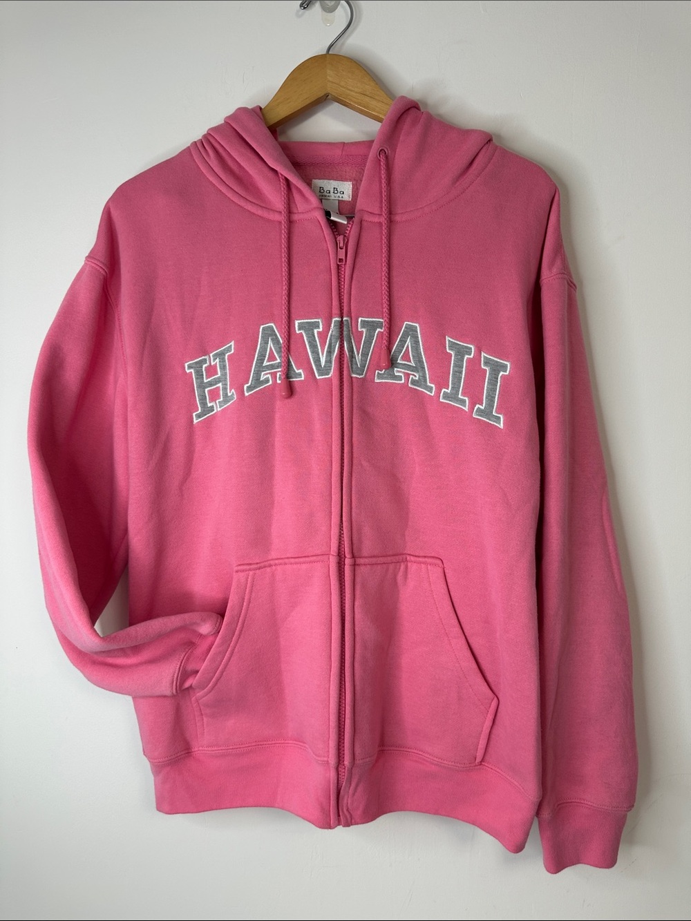 Pink 'Hawaii' Zip-Up Hoodie Sweatshirt
